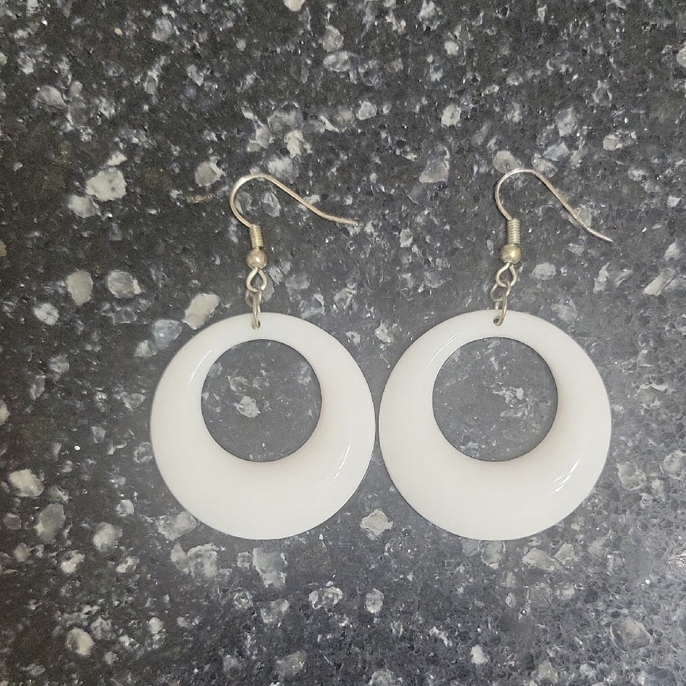 White Hoop Earrings